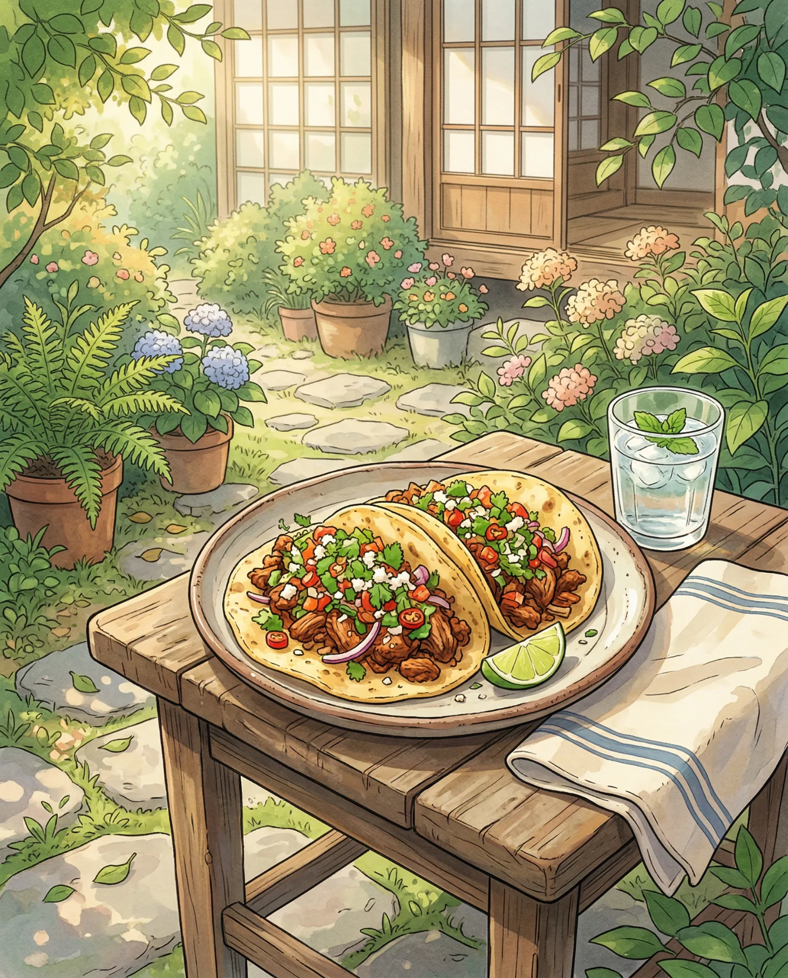 Watercolor Instagram post for National Taco Day in AlphaBlossom’s voice